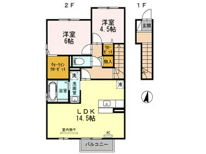 グラン3104 A・B棟(2LDK/2階)の間取り写真