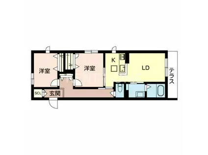 シャーメゾン久宝寺寺内町(2LDK/1階)の間取り写真