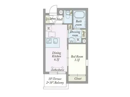 MY STYLE VINTAGE 高輪(1DK/1階)の間取り写真