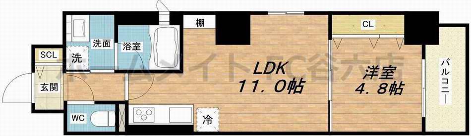 ミラノ堺筋(1LDK/2階)の間取り写真