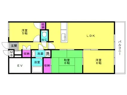 メゾン富士(3LDK/4階)の間取り写真