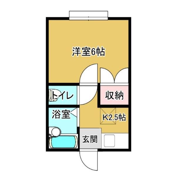 パレスウエスト(1K/2階)の間取り写真