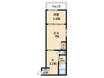ホープセンター(1LDK/3階)の間取り写真