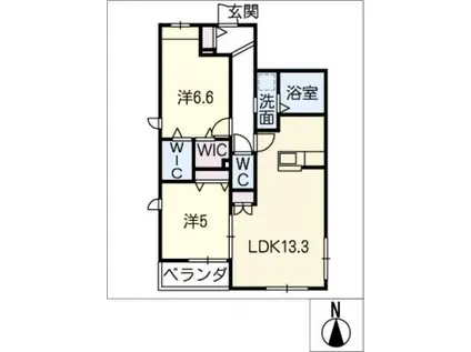 コンフィアンス(2LDK/2階)の間取り写真