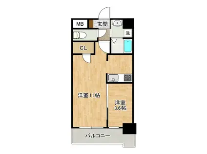 PLACE COURT(1LDK/9階)の間取り写真