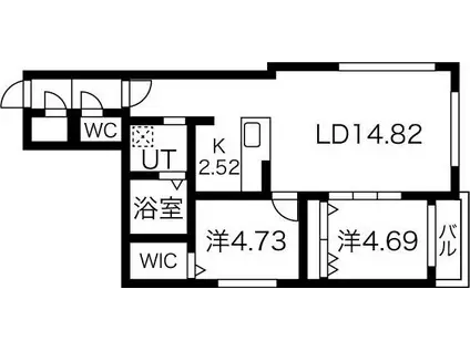 レスツオン北13(2LDK/4階)の間取り写真