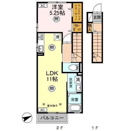 フロール パーク(1LDK/2階)の間取り写真