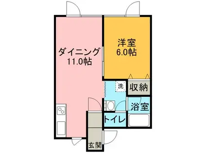 グローイングハイムC(1DK/2階)の間取り写真