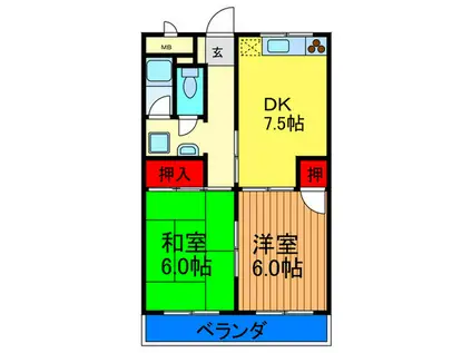 リアライズ野崎(2DK/3階)の間取り写真