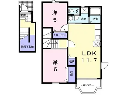 ソレアードIII(2LDK/2階)の間取り写真