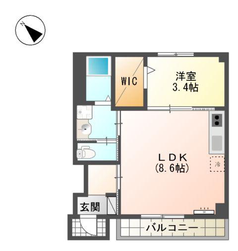 オレンジクレスト(1LDK/1階)の間取り写真