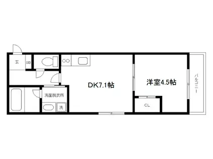 ブランドールO&N(1DK/3階)の間取り写真