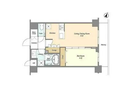 ALTERNA護国寺(1LDK/5階)の間取り写真