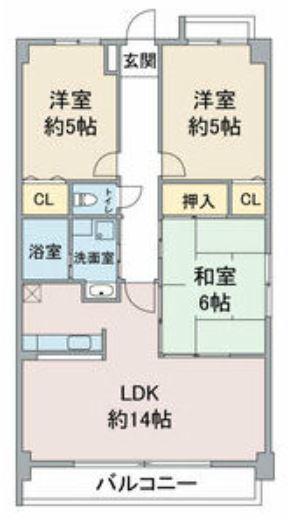 社ヶ丘ヒルズ(3LDK/4階)の間取り写真
