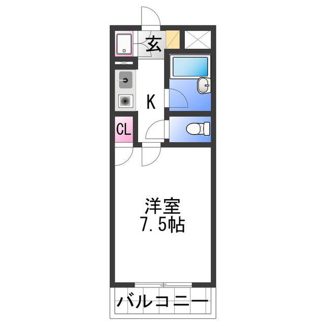 シャルマンフジ中之島壱番館(1K/2階)の間取り写真