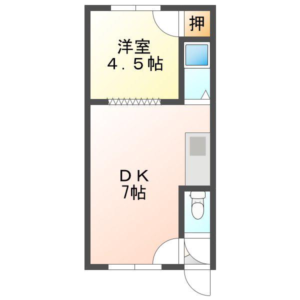 ラビットハイツ(1DK/2階)の間取り写真