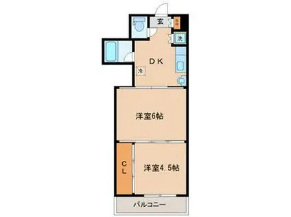 アルデール南鍛冶町(2DK/2階)の間取り写真