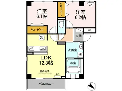 シティハイツ桜(2LDK/3階)の間取り写真