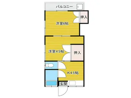 コーポフジ(2K/1階)の間取り写真