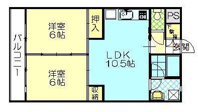ロイヤルレジデンス(2LDK/2階)の間取り写真