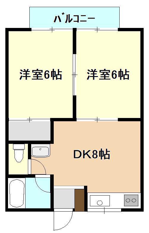 ルピナス(2DK/2階)の間取り写真