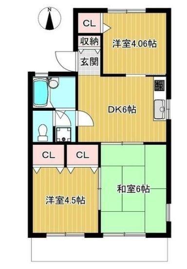 パルデンス横山(3DK/1階)の間取り写真