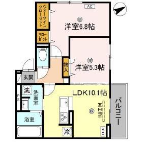 D-ROOM西矢倉(2LDK/3階)の間取り写真