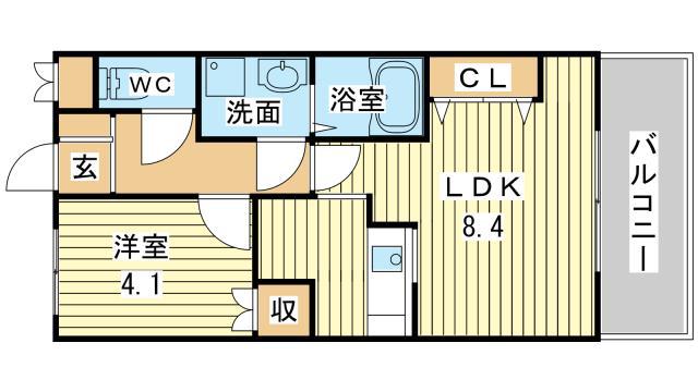 ルーエン・ハイム(1LDK/2階)の間取り写真