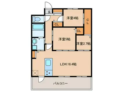 CRESCENT六本松南(3LDK/2階)の間取り写真
