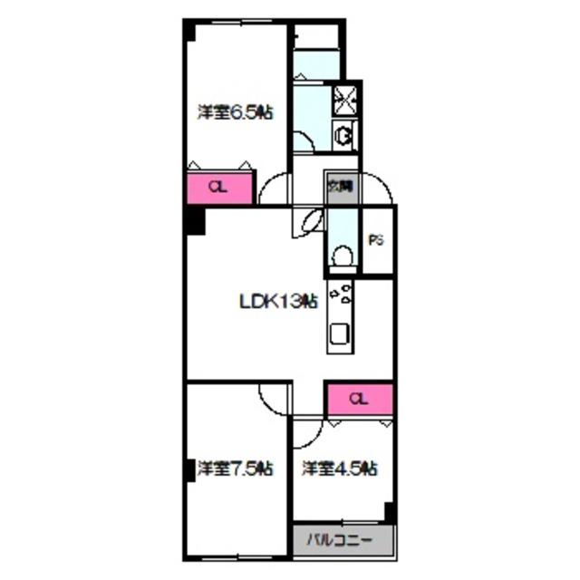 緑橋コーポ(3LDK/2階)の間取り写真