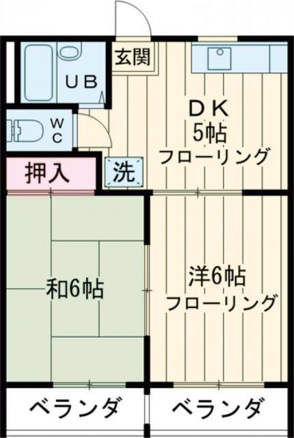 サンライズコーポB(2DK/1階)の間取り写真