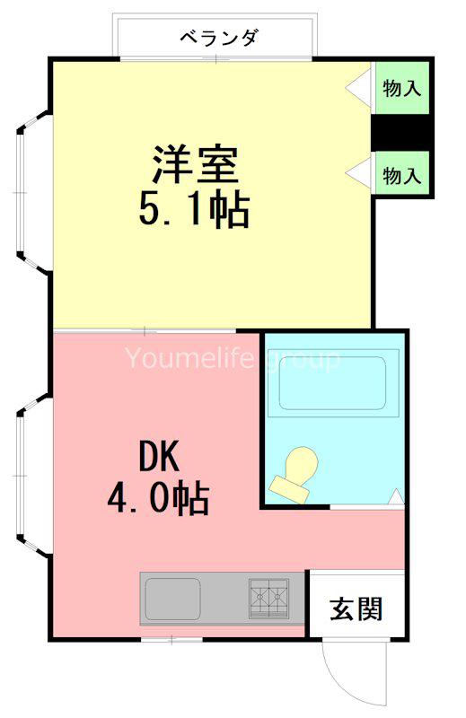 カーサ香川(1DK/1階)の間取り写真