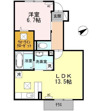 ＪＲ山陽本線 徳山駅 徒歩31分 2階建 築15年(1LDK/1階)の間取り写真