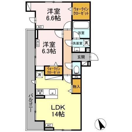 リエート(2LDK/3階)の間取り写真