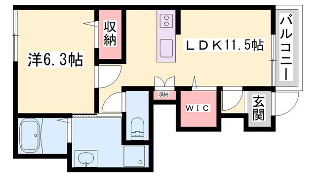 アクロポリスVII(1LDK/1階)の間取り写真