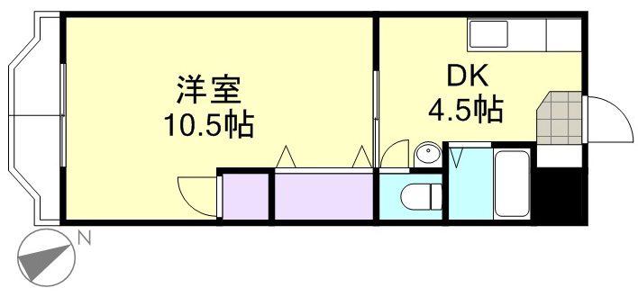 マンションNEWオアシス岡本(1DK/2階)の間取り写真