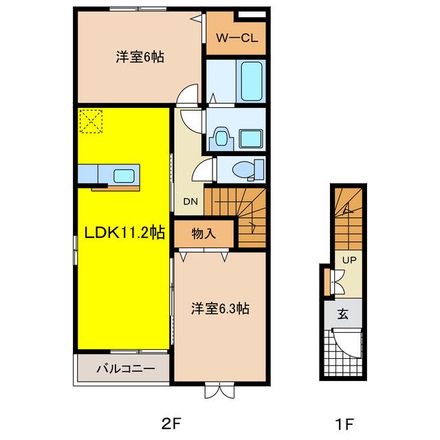 アージュB(2LDK/1階)の間取り写真