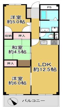 ユニハイム明石(3LDK/6階)の間取り写真