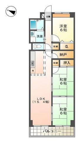 クレール南鈴原(3SLDK/3階)の間取り写真