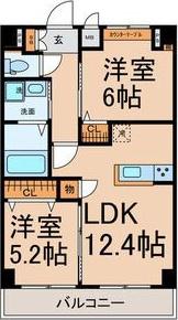 THE RESIDENCE SAKURAYAMA ウエスト(2LDK/9階)の間取り写真
