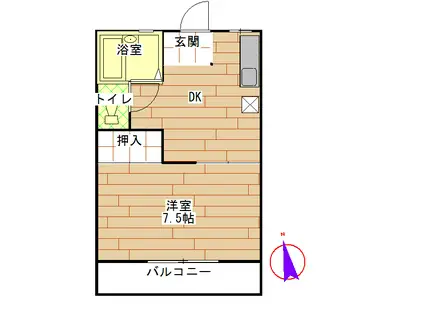 コーポ舟山II(1DK/1階)の間取り写真