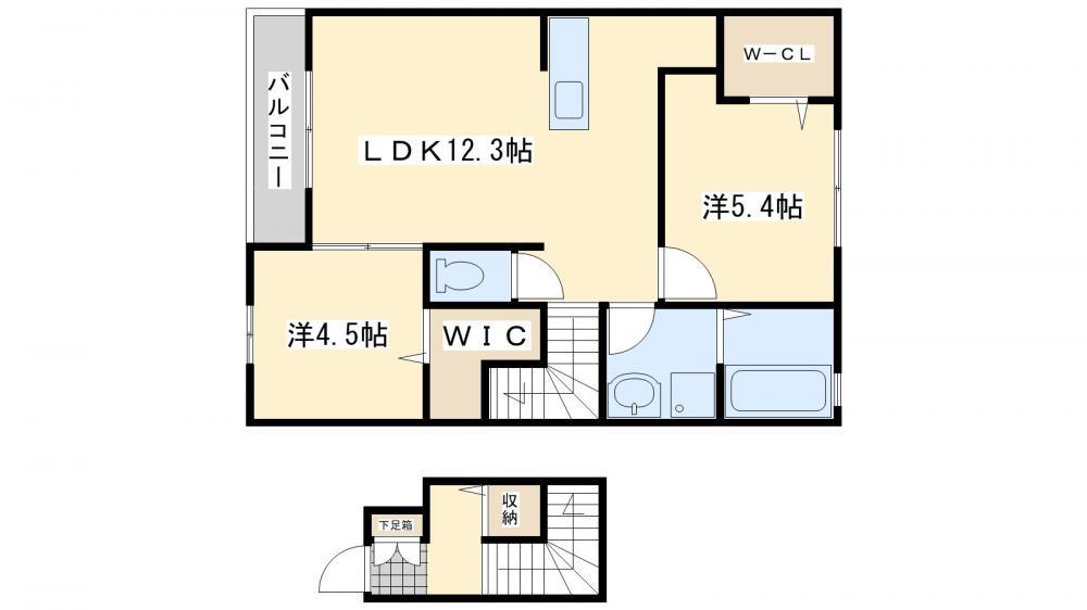 ロイヤルやつえ(2LDK/2階)の間取り写真