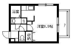 PROUDIA(ワンルーム/5階)の間取り写真