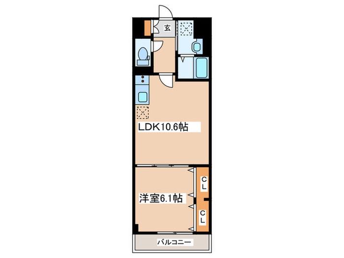ヴァンベェール25(1LDK/2階)の間取り写真