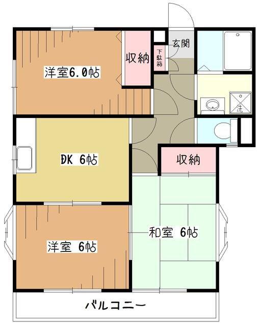 リヴァージュ静(3DK/1階)の間取り写真