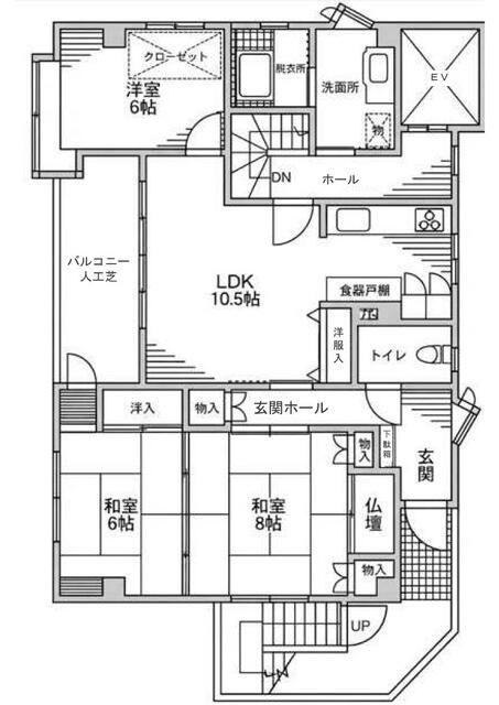 リバーストーン(3LDK/4階)の間取り写真
