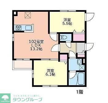 新川レジデンス(2LDK/1階)の間取り写真