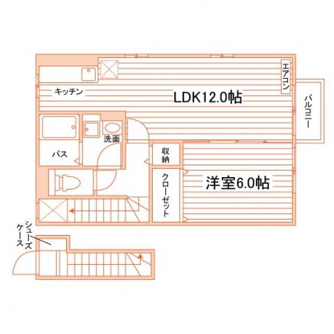 グランモア手形(1LDK/2階)の間取り写真