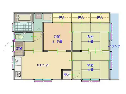 旭ハイツ(3DK/2階)の間取り写真