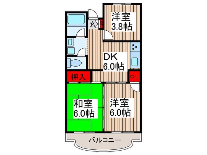 西野台ガーデニア(3DK/3階)の間取り写真